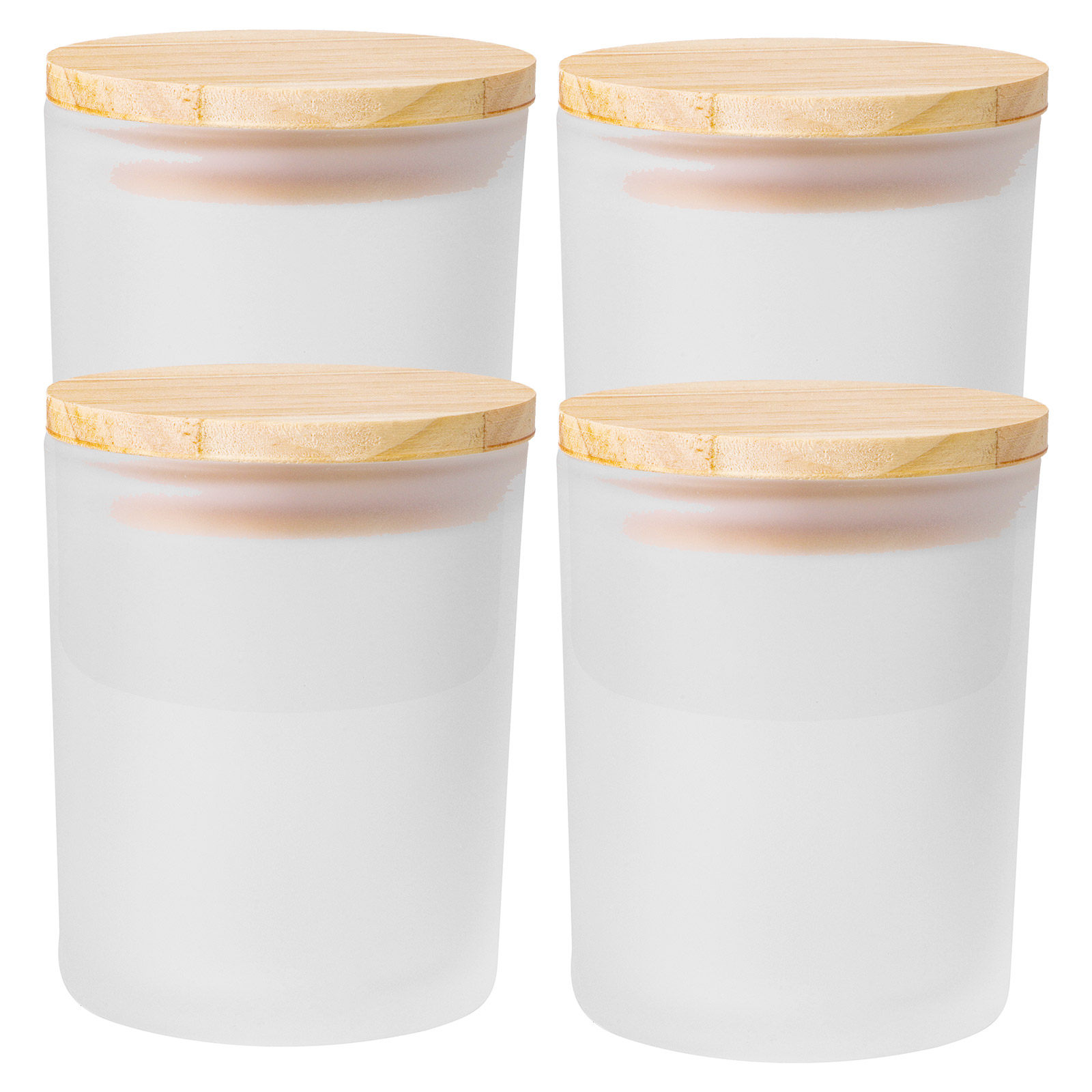 Candle Making Jars Wholesale - 4Pcs Frosted Cups with Lids Glass