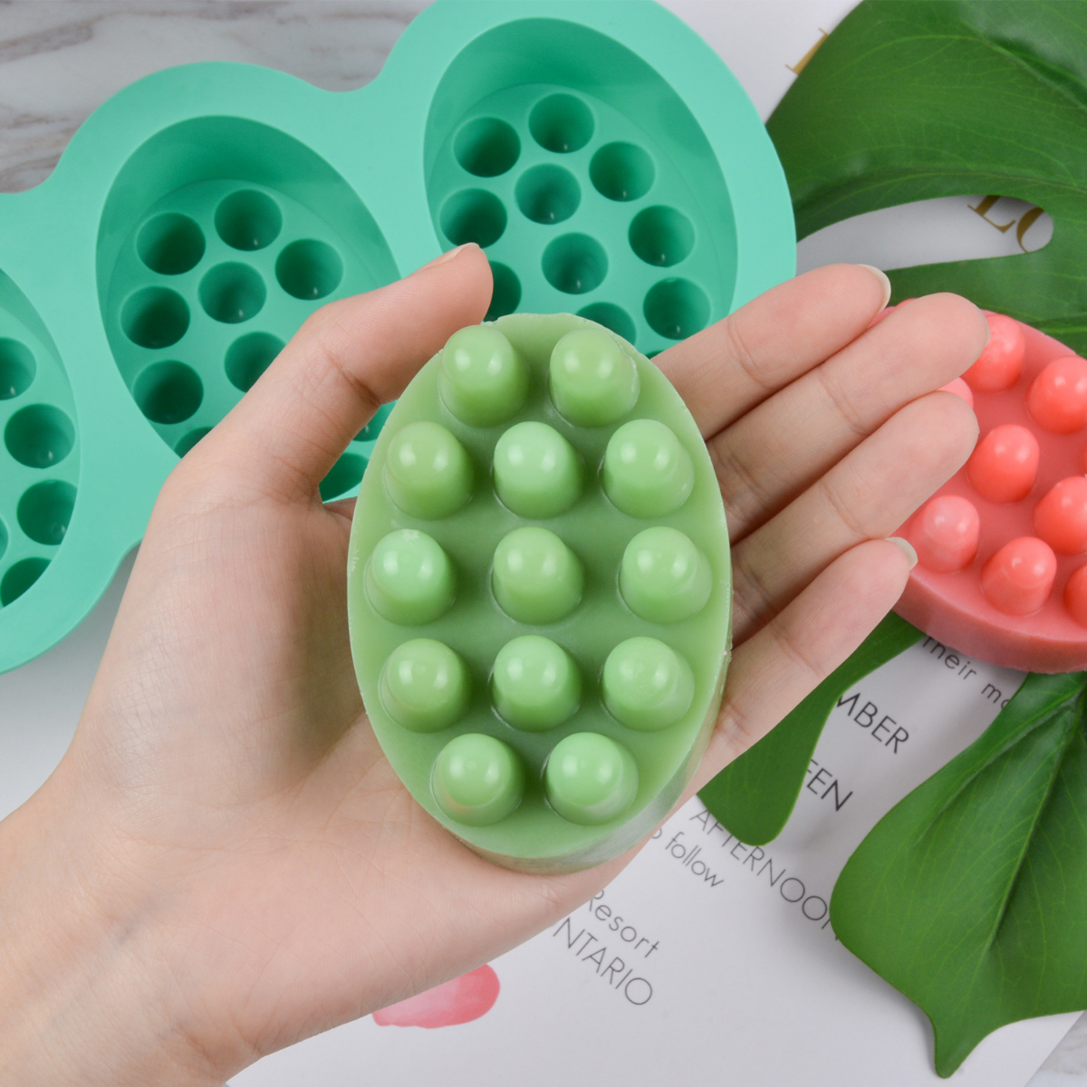 Candle Making Kits - 4 Hole Oval Massage Soap Silicone