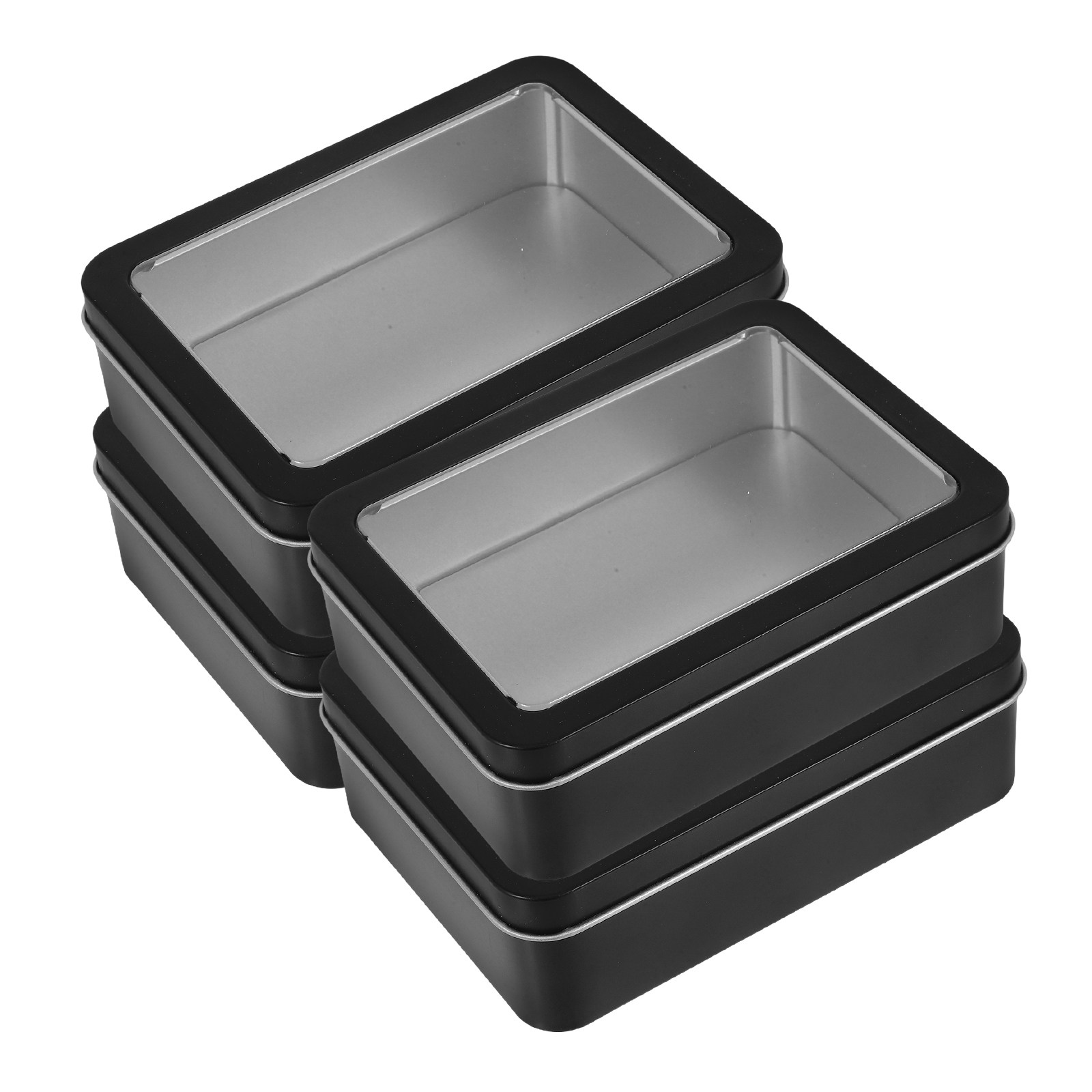 Tin Container Lid - 4Pcs Tinplate Cookie Box with Clear